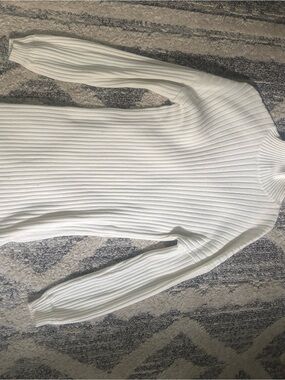 Forever 21 White Ribbed Turtleneck Sweater Dress